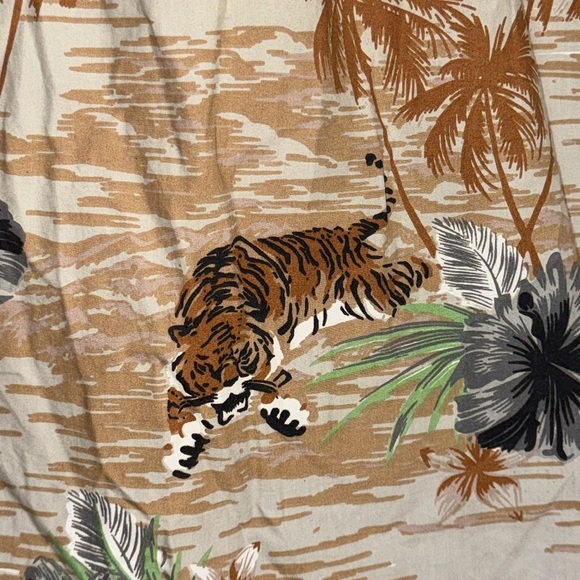 Vtg rusty mens cotton button down tiger all over print casual retro shirt size L - Picture 12 of 12